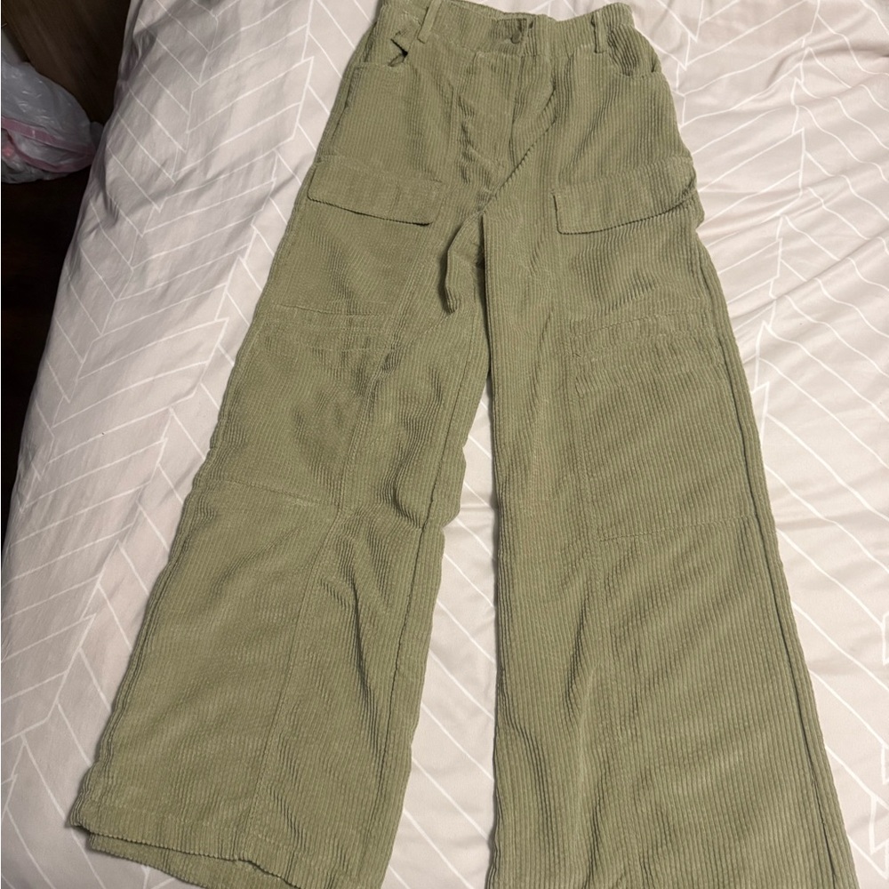 Tan Corduroy Wide-Leg Pants